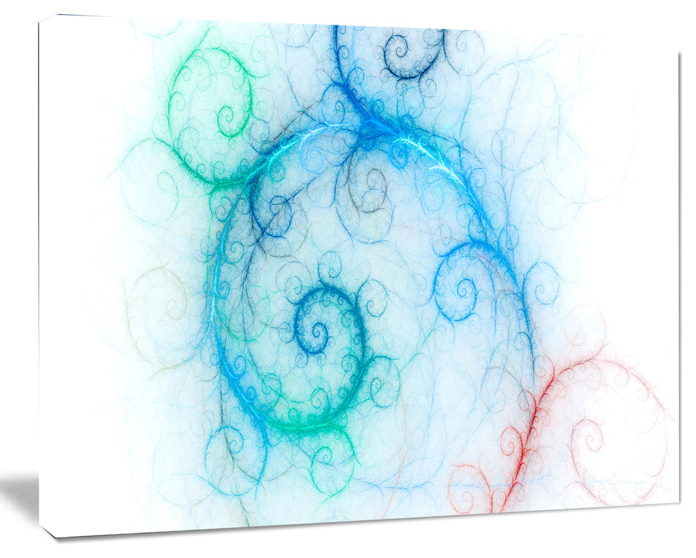 Beautiful Blue Fractal Pattern, Abstract Wall Art Canvas, 20x12