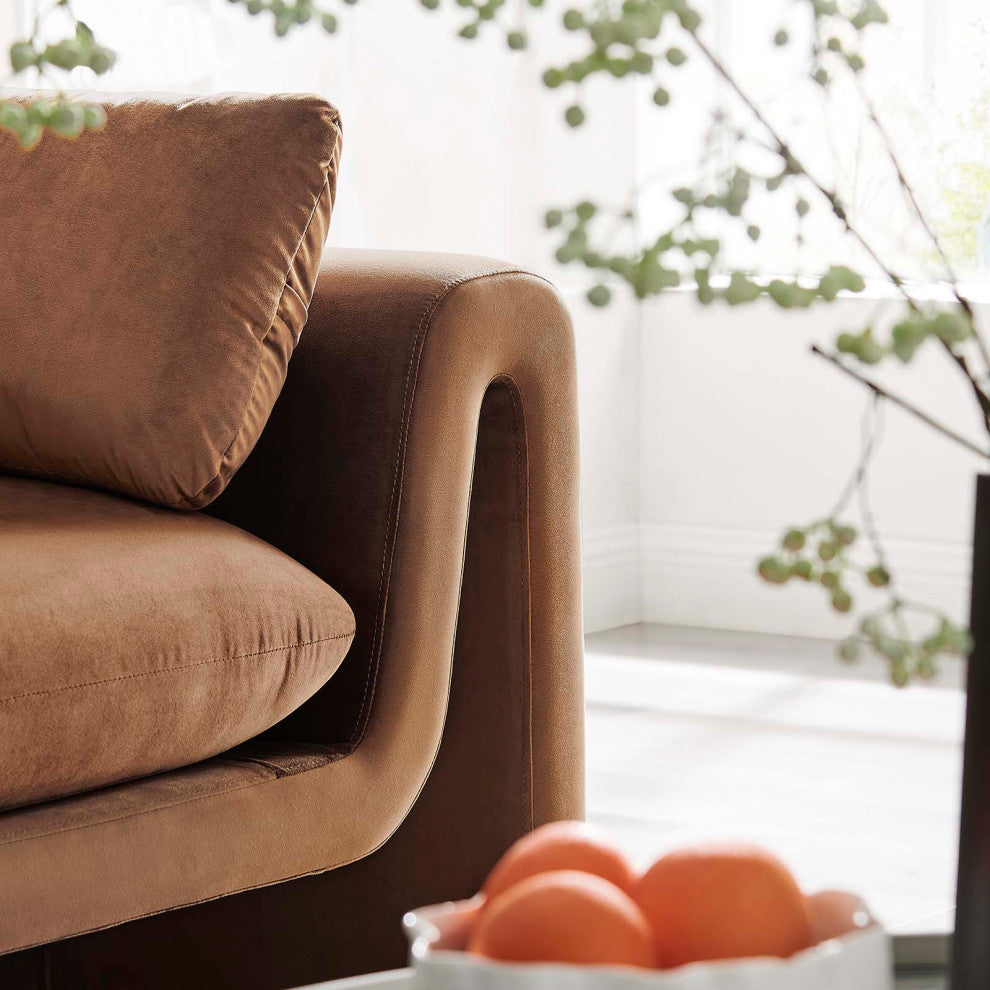 Waverly Performance Velvet Sofa, Brown