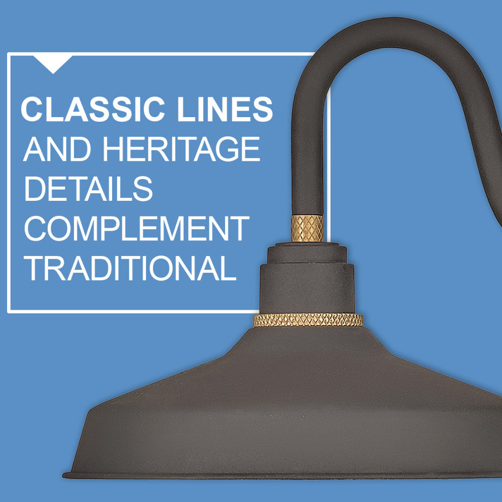 Hinkley Foundry Classic Small 9.5" Gooseneck Barn Light, Sage Green + Brass