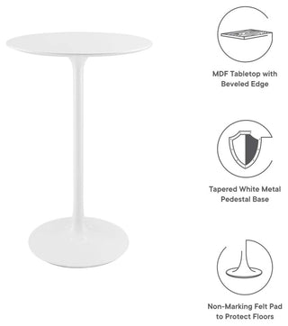 Lippa 28" Round Bar Table in White