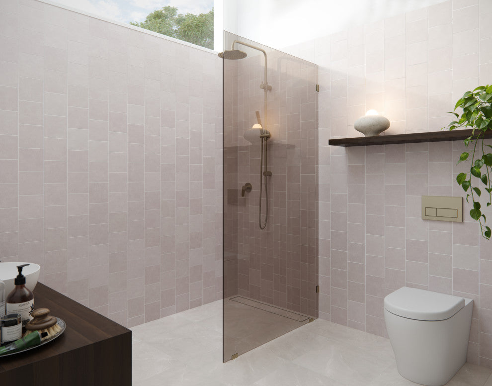 Ursa 36 in. x 78 in. Fully Frameless Fixed Glass Shower Panel With Bronze Tint, Brushed Bronze