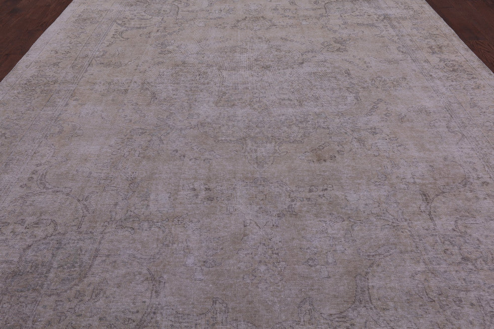 9' 7" X 12' 3" Hand Knotted Persian Vintage White Wash Rug Q4647