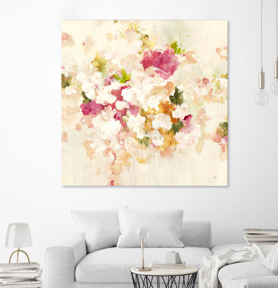 Floral Blush V4 - 84 x 84 by Lisa Ridgers
