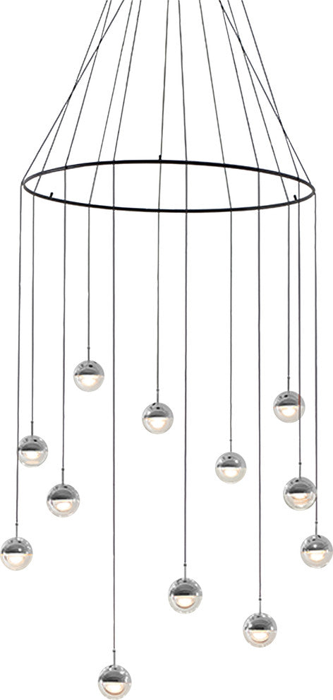 Dora 12 Light Pendant With Ring, Chrome