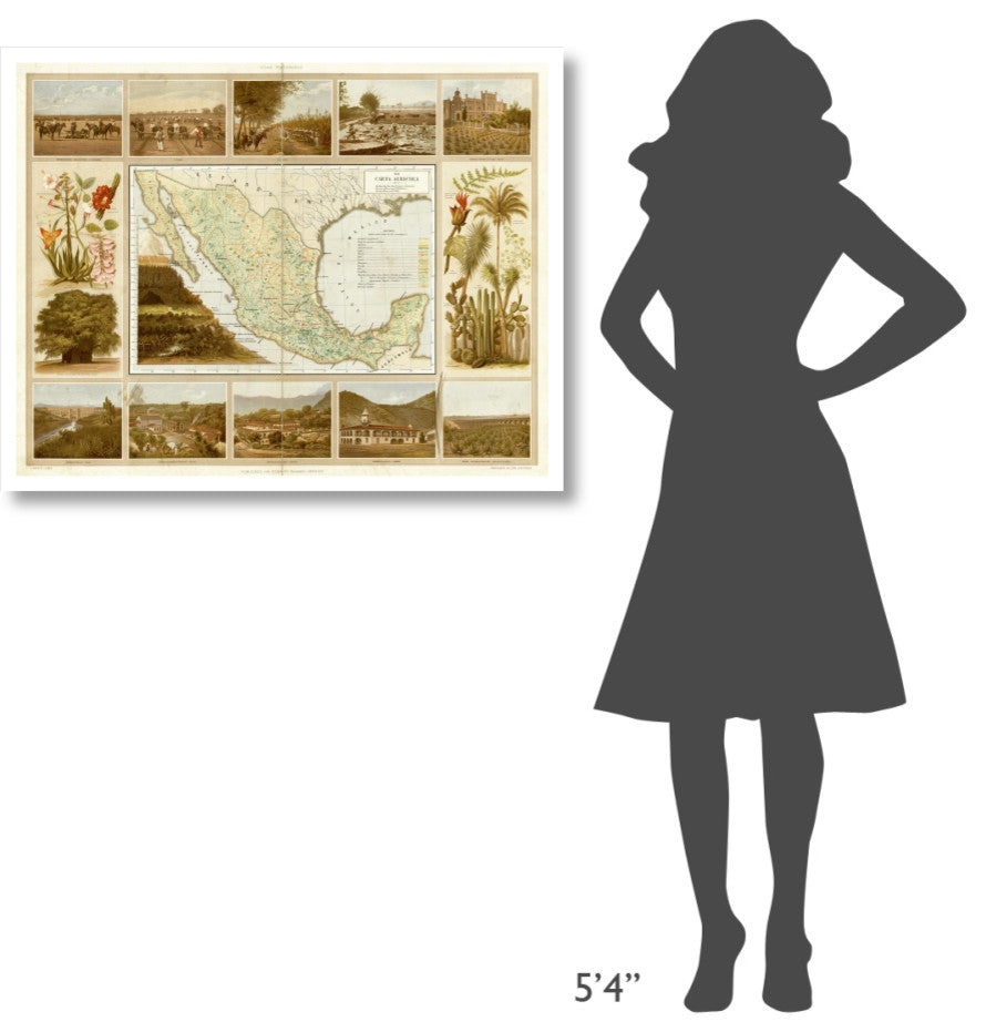 "Carta Agricola, 1885" Digital Paper Print by Antonio Garcia Cubas, 38"x30"