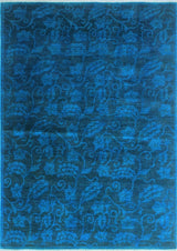 Overdyed Peshawar Ramila Blue and Rug, 4x7'5