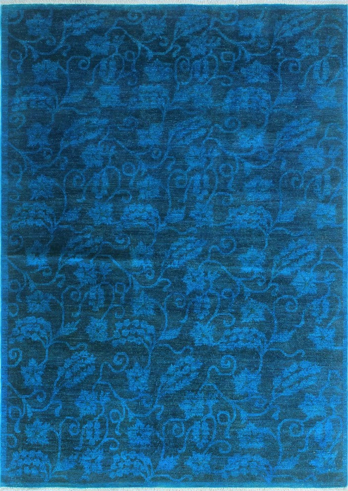 Overdyed Peshawar Ramila Blue and Rug, 4x7'5