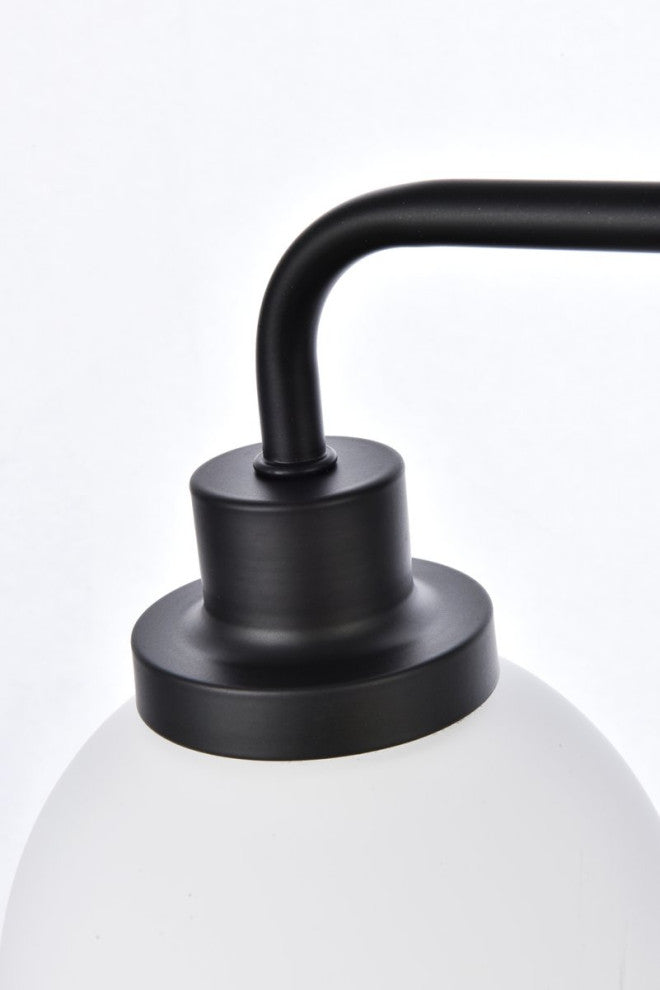 Helen 2-Light Bath Sconce, Black With Frosted Shade