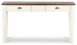 Cayla Sofa Table Dark Oak and White