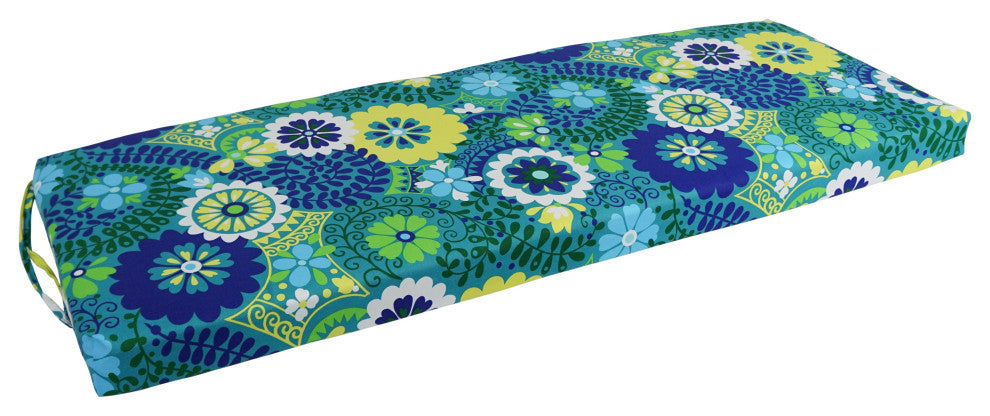 48"X19" Patterned Outdoor Spun Polyester Loveseat Cushion, Luxury Azure