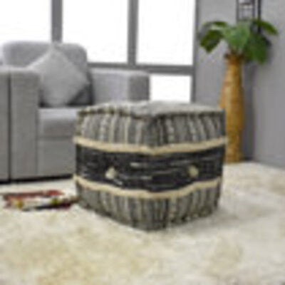Contemporary Handmade Cotton Pouf, 14x14x14
