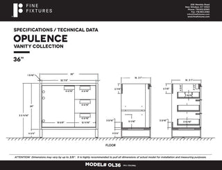 Fine Fixtures Opulence Collection Bathroom Vanity with White Ceramic Sink