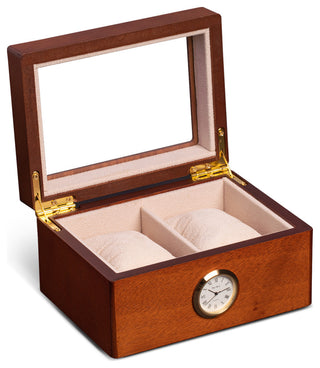 All With Time Watch Box, Double Slot, Cherry Wood