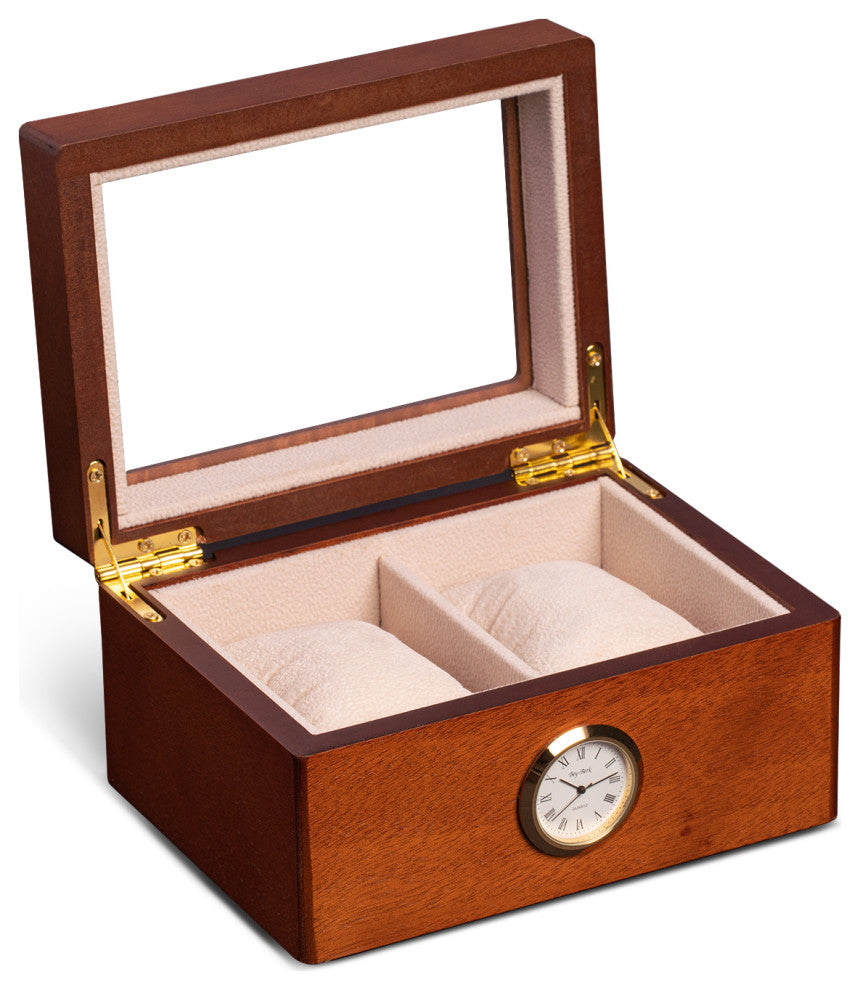 All With Time Watch Box, Double Slot, Cherry Wood
