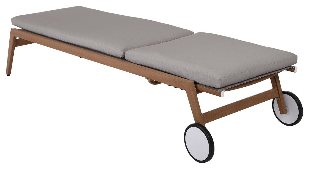 Maui Water Resisting Fabric Upholstered Outdoor Patio Lounger, Gray