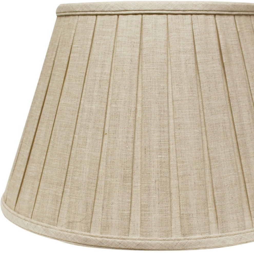14" Cream Slanted Paperback Linen Lampshade With Box Pleat