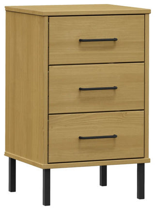 vidaXL Nightstand Bedside Cabinet with 3 Drawers Brown Solid Wood Pine OSLO