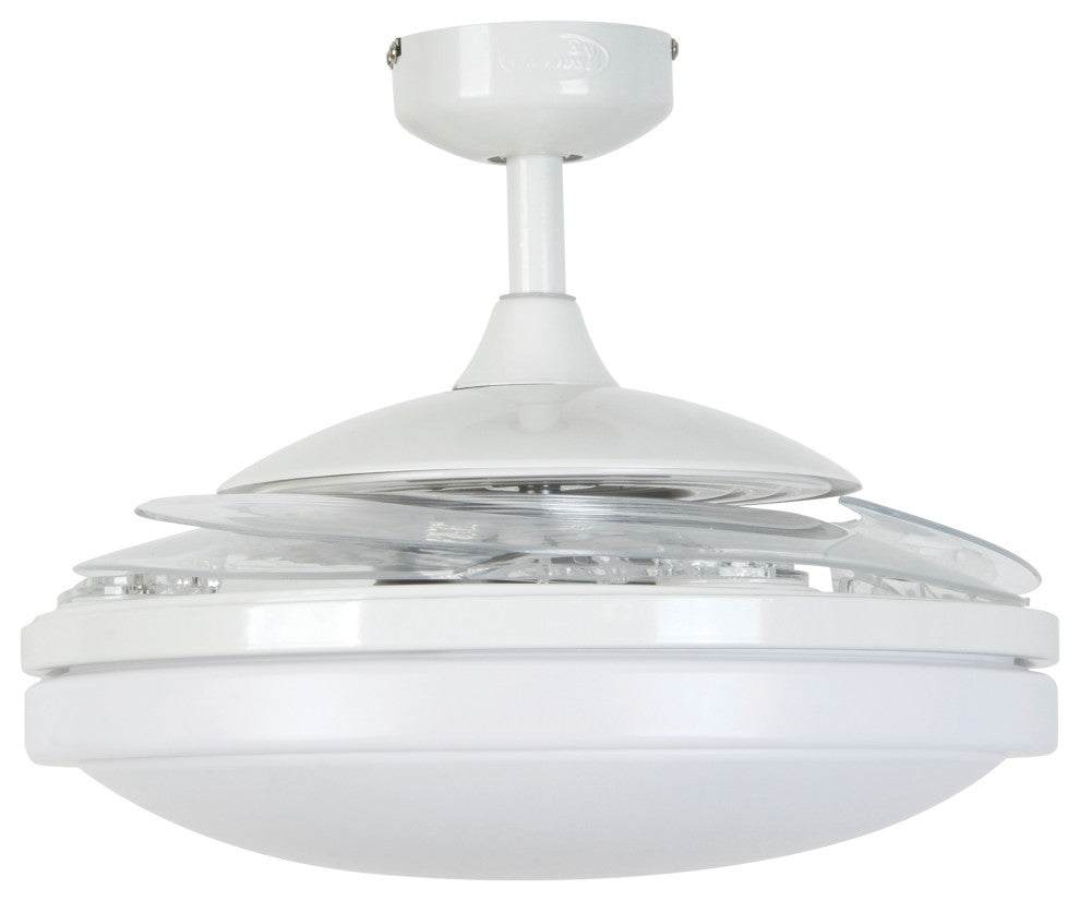 Fanaway Evo2 Retractable 4-Blade Lighting Ceiling Fan, Brushed White