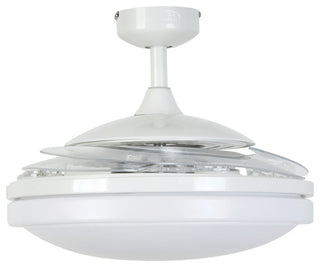 Fanaway Evo2 Retractable 4-Blade Lighting Ceiling Fan, Brushed White
