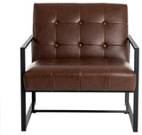 29.25"H PU Leather Tufted Accent Chair, Brown