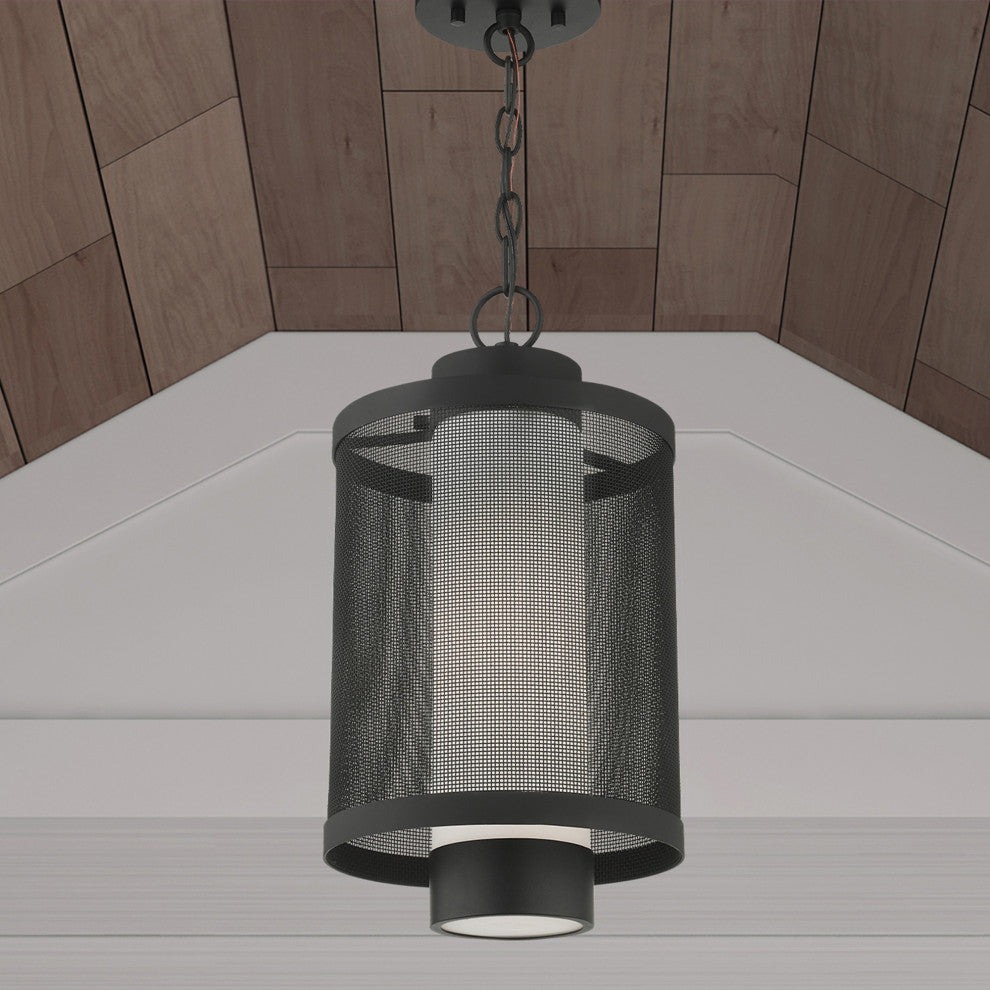 Livex Lighting Nottingham 1 Light Textured Black Large Outdoor Pendant Lantern