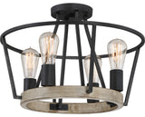 Quoizel BRT1717GK Four Light Semi-Flush Mount Brockton Grey Ash
