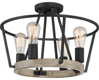 Quoizel BRT1717GK Four Light Semi-Flush Mount Brockton Grey Ash