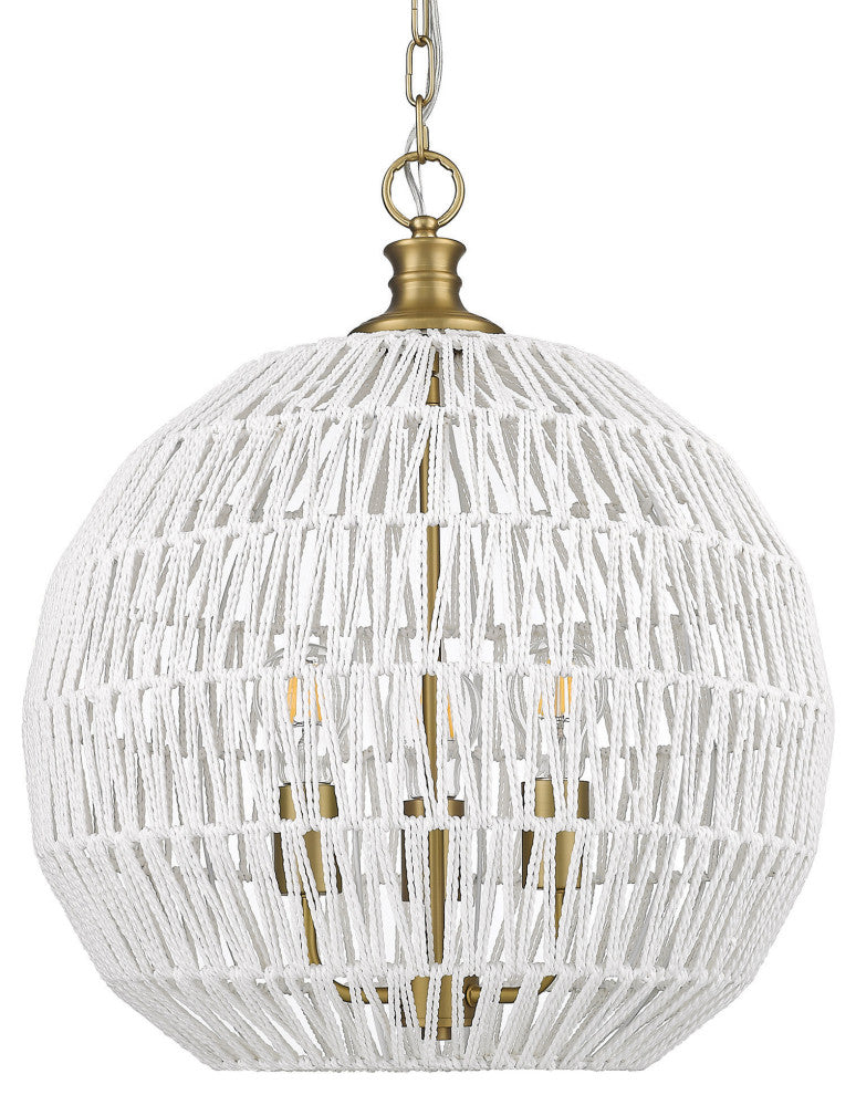 Golden Lighting 6933-3P Florence 3 Light 19"W Cage Pendant - Brushed Champagne