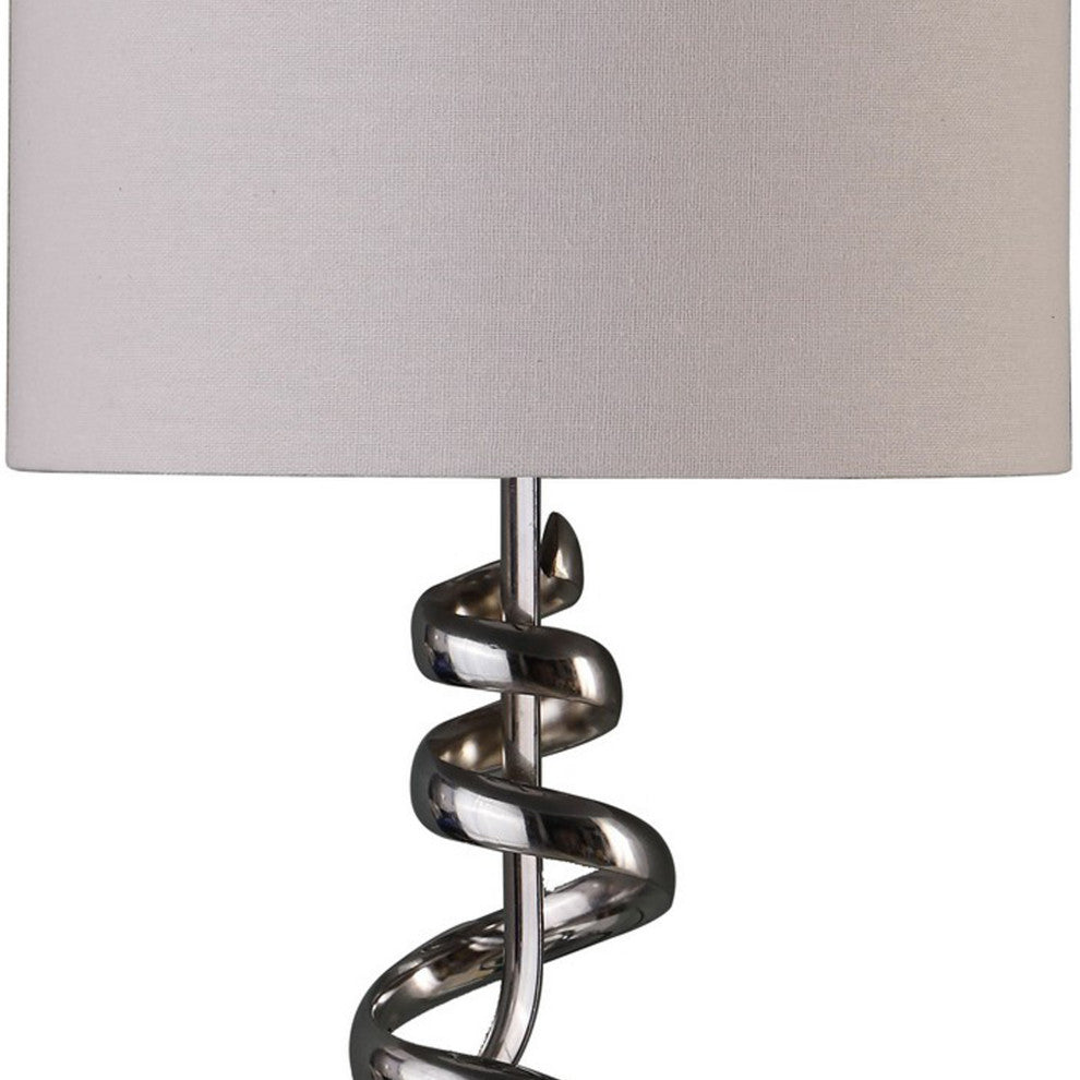 Table Lamp With Curved Abstract Metal Base, Silver