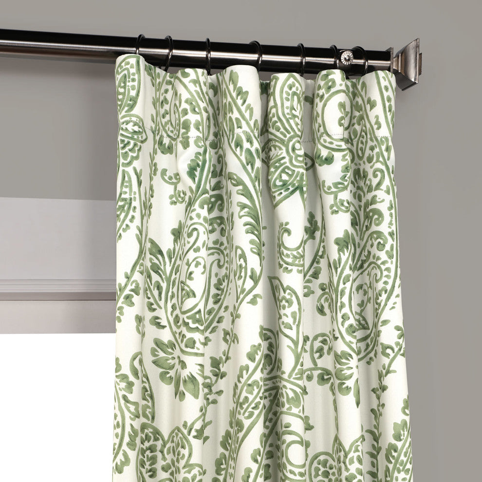Tea Time Blackout Room Darkening Room Darkening Curtain Pair, Green, 50"x96"