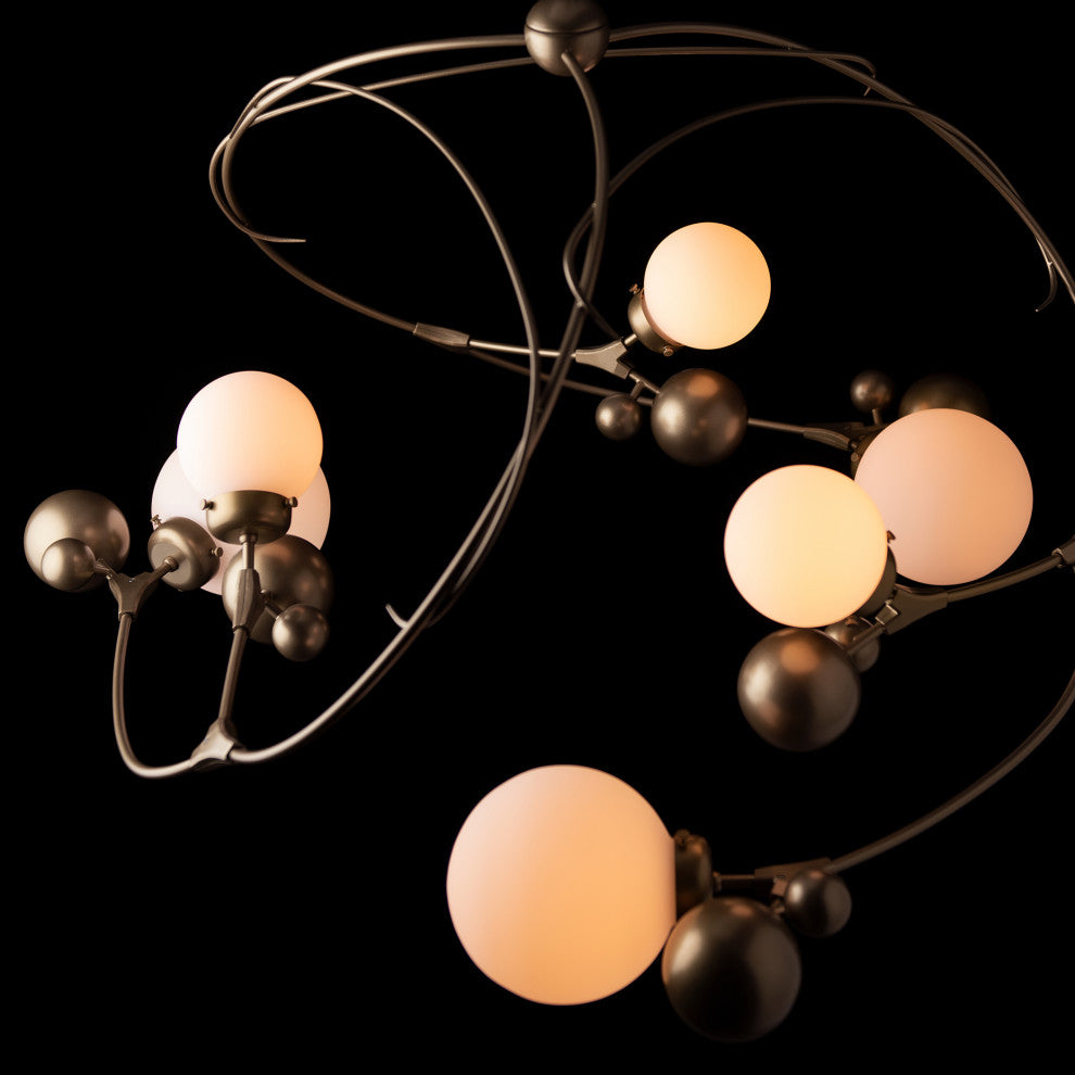 Sprig Circular Pendant, Soft Gold Finish, Opal Glass