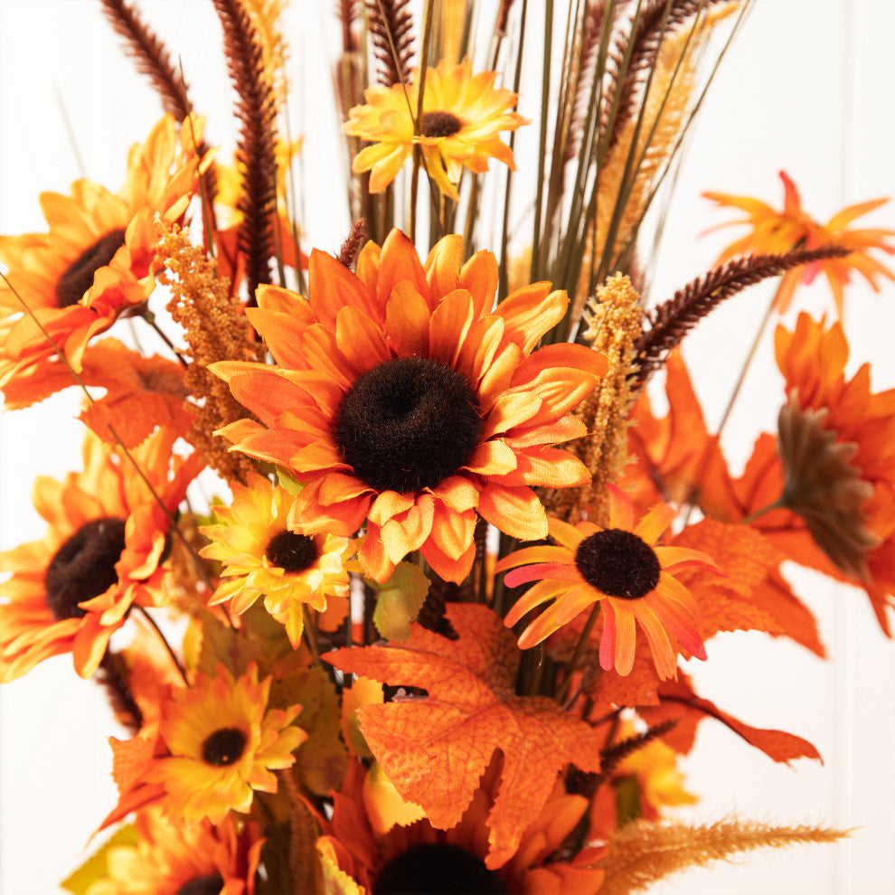 39.75"H Fall Sunflower Leaf Potted Tree