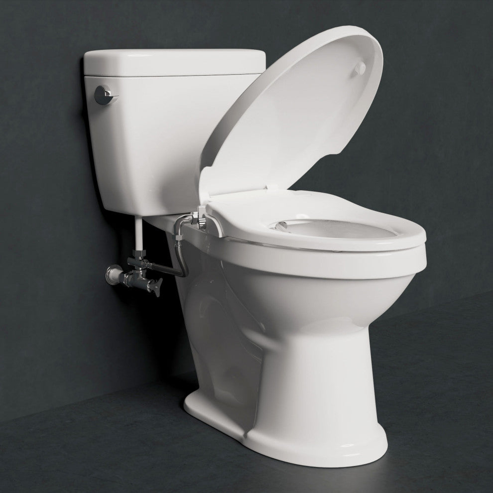 ANZZI White Manual Soft Close Bidet Seat With Dual Nozzle, Elongated Toilets