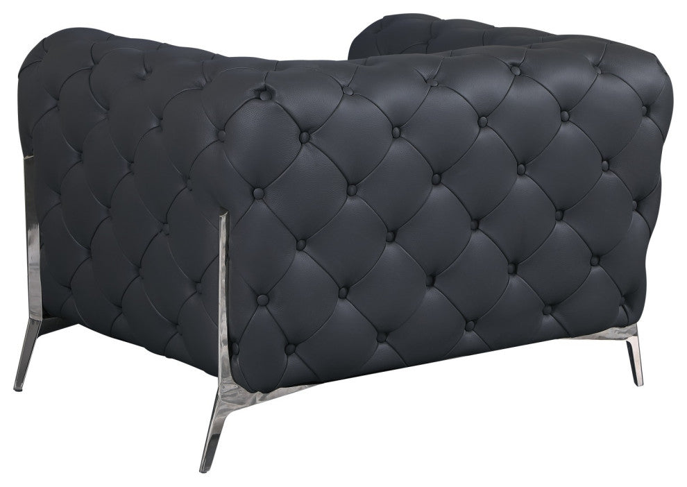 Angelica Italian Leather 2 Chair Set, Gray