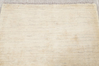 Gabbeh Solid Distressed Modern Hand-Knotted Persian Area Rug, Beige, 4'11"x3'6