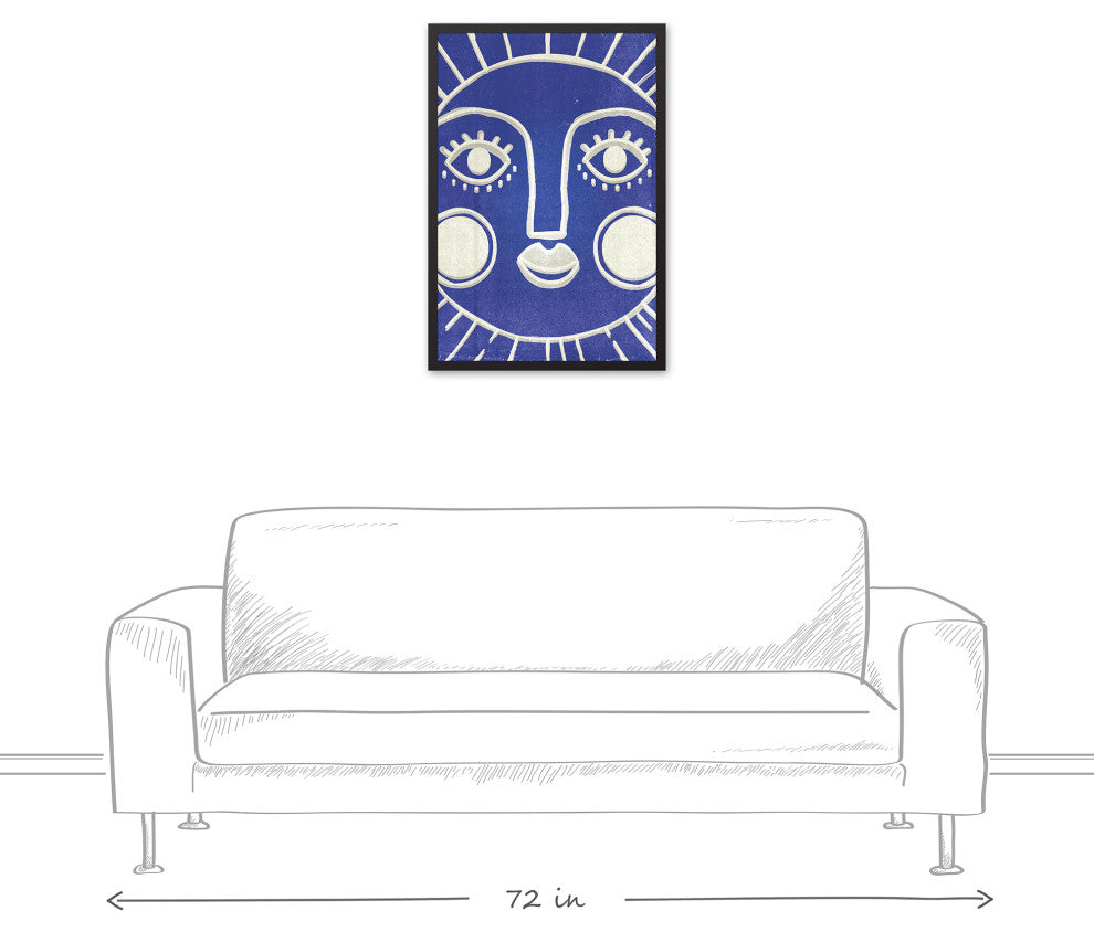 Sun Face Blue 3 20x30 Black Framed Canvas
