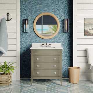 Eleanor 30" Bathroom Vanity, Weathered Gray, Carrara Marble Top