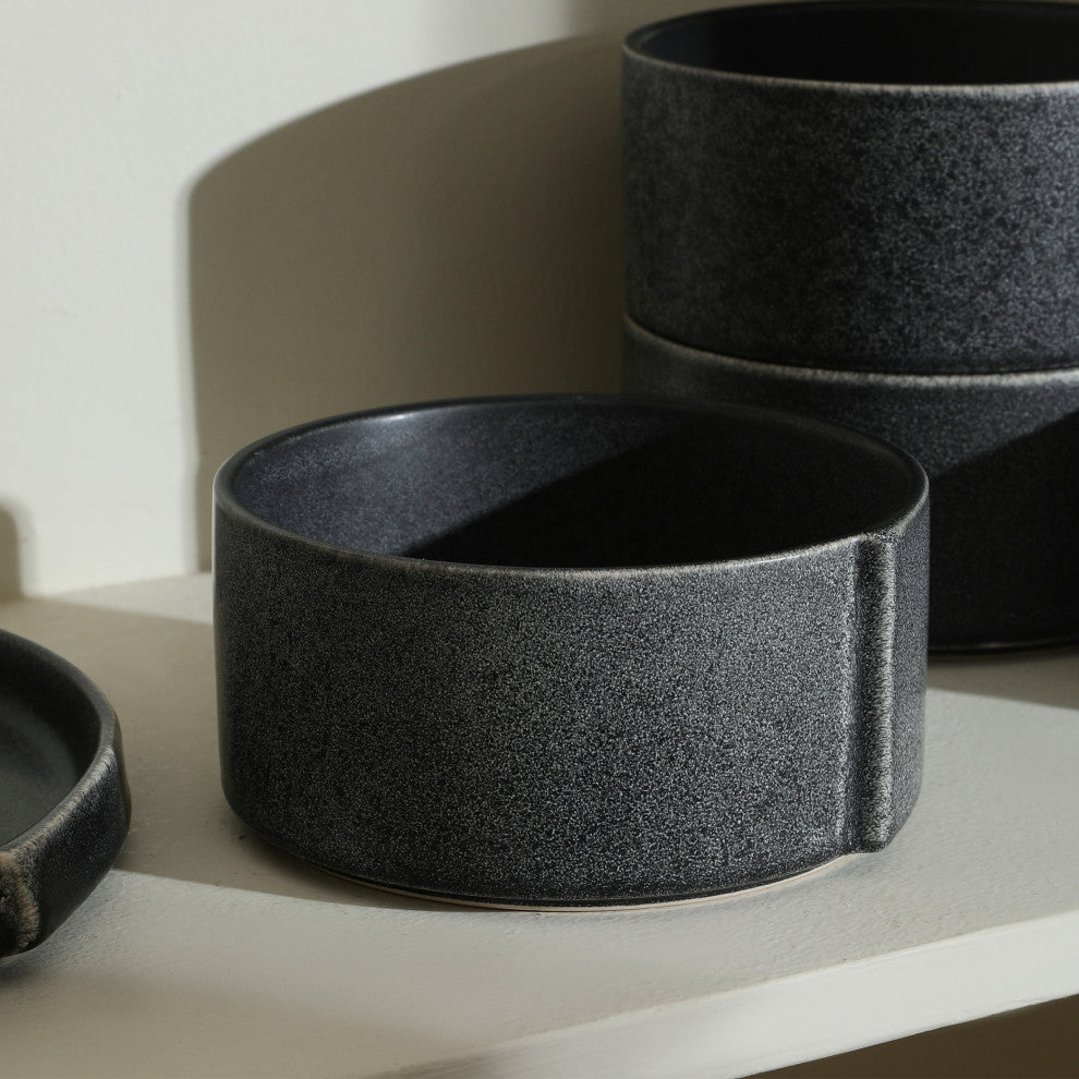 Stone Lain Bao Stoneware Bowl Set of 4, Charcoal