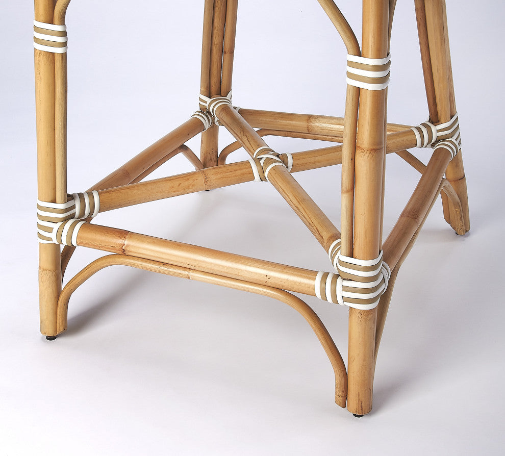 Butler Solstice White and Tan Rattan Counter Stool