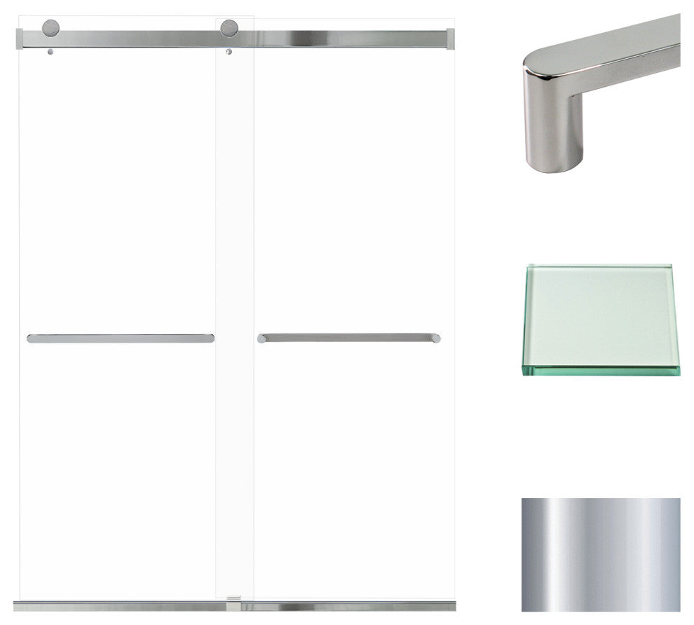 Transolid Brianna 60" W x 80" H Frameless Sliding Shower Door, Polished Chrome