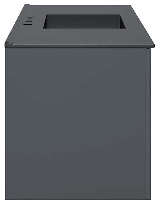 Sink Vanity Cabinet, Gray Black, Ceramic, Melamine, Modern, Hotel Bathroom
