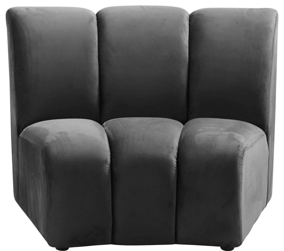 Infinity Channel Tufted Velvet Modular Chair, Gray, 1 Piece