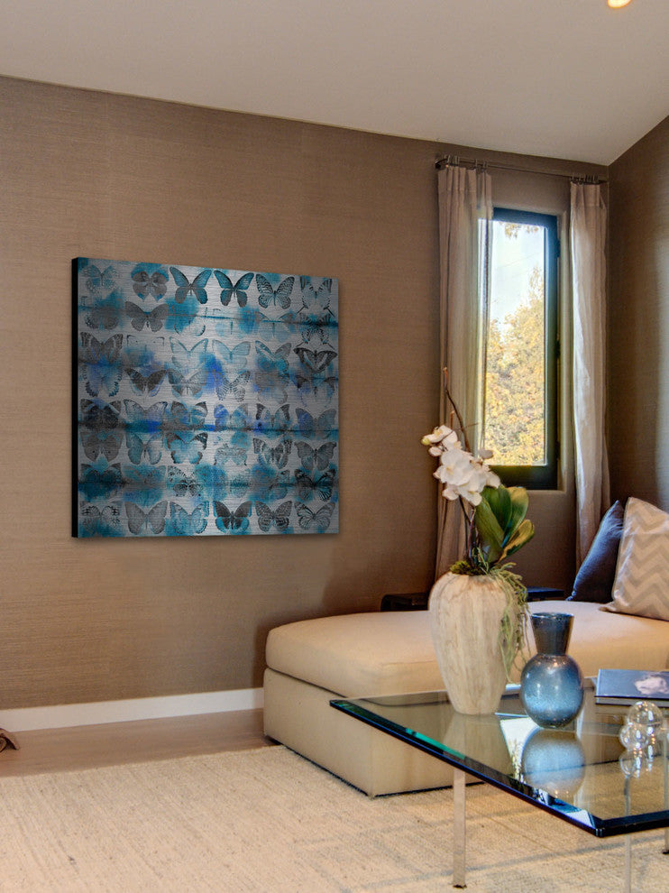 "Powder Blue Wings" UV Ink Print on Brushed  Aluminum, 40"x40"