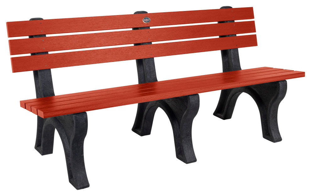 Aurora Traditional 6' Park Bench, Rustic Red