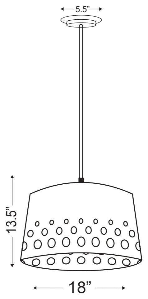 Zlite 6014-18RB 1-Light Chandelier, Rubbed Brass