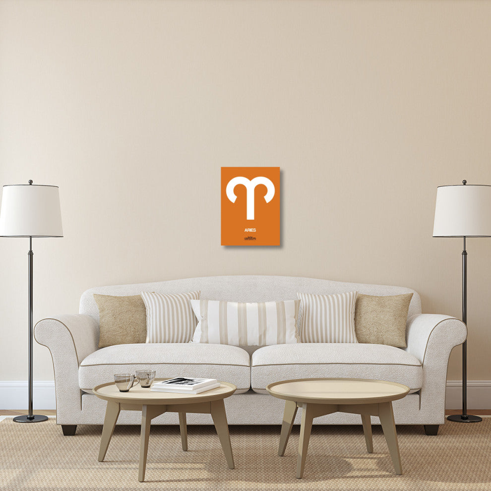 "Aries Zodiac Sign White on Orange" Fine Art Print