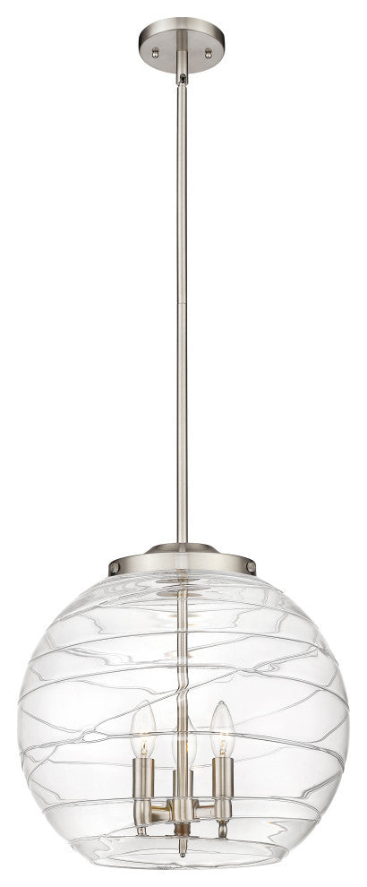 Deco Swirl Pendant, Brushed Satin Nickel, Clear Deco Swirl, Clear Deco Swirl