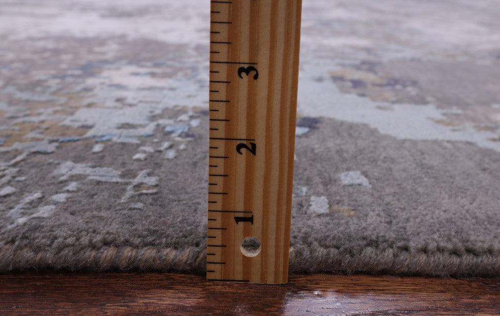 9' 0" X 12' 3" Wool and Silk Handmade Abstract Rug Q6229