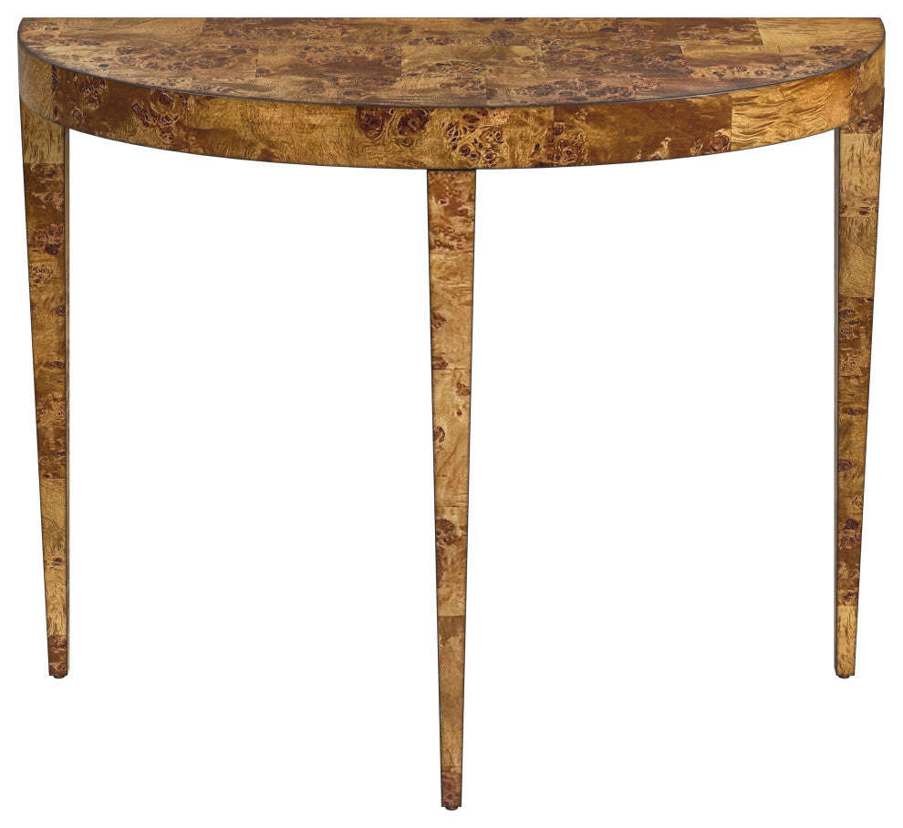 Ingrid Console Table, Traditional Burl