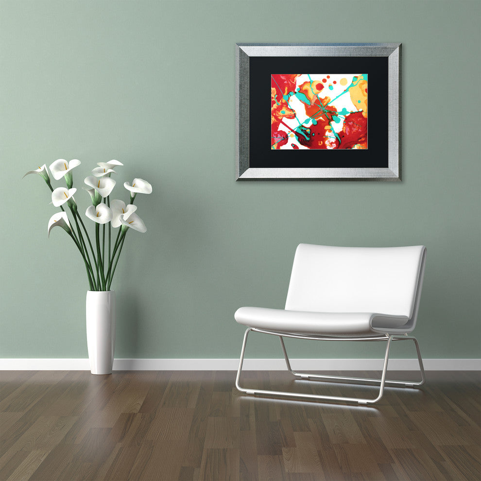 'Paint Party 1' Matted Framed Art, Silver Frame, Black Matte, 20x16
